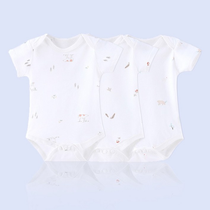 미라클 베이비  신생아 스냅 여름반팔 바디슈트 3개입