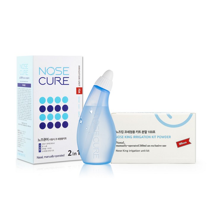 노즈큐어 코세척기 블루 노즈킹 분말 100포, 1세트