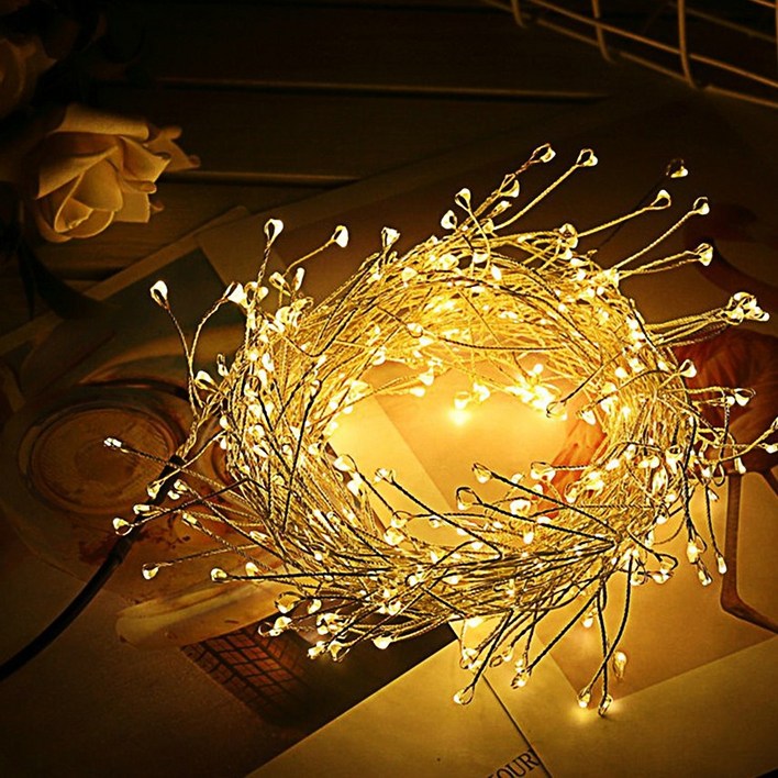 크리스마스 트리 LED 지네 전구 줄 조명 와이어 200구, 전구추가-웜색(연결용)