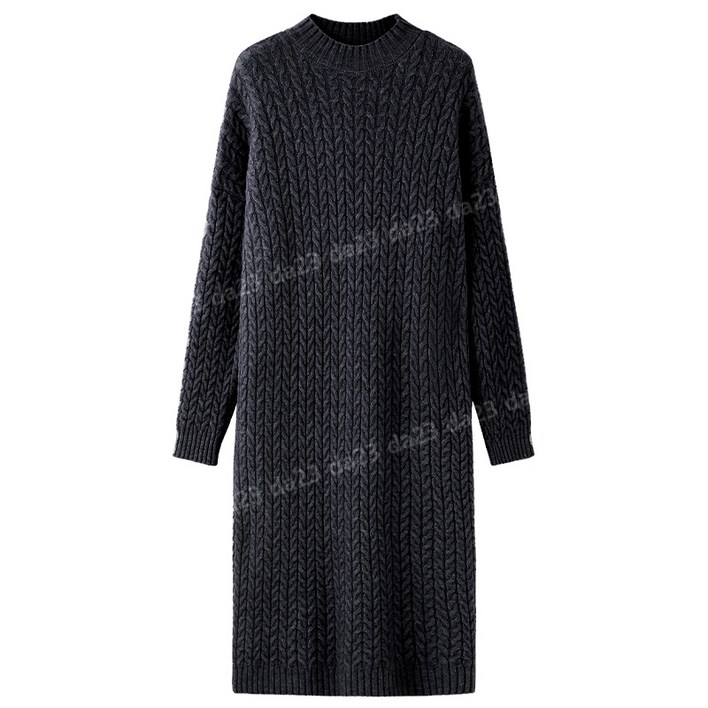 CASHMERE 100 캐시미어 루즈핏 트위스트 롱 니트 원피스 4컬러