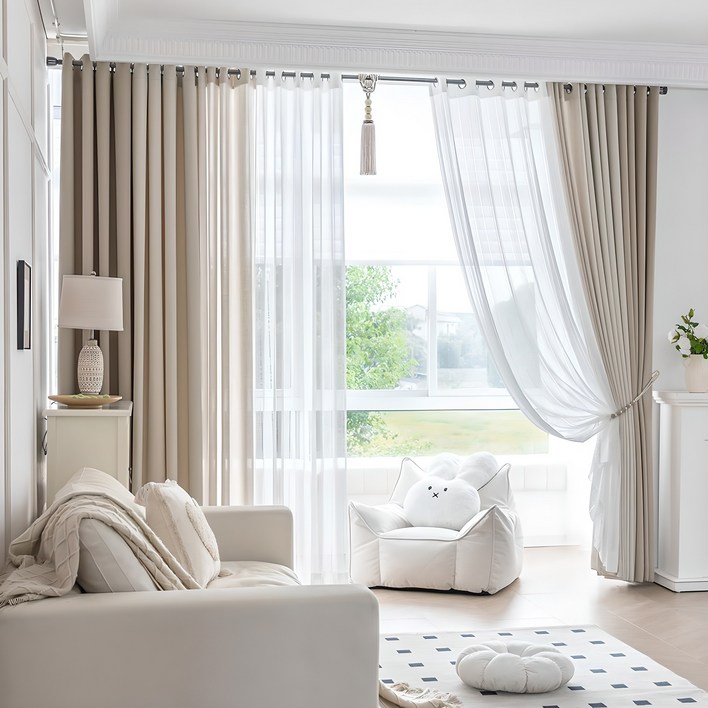 지나송 이안 아일렛 암막커튼  봉 세트