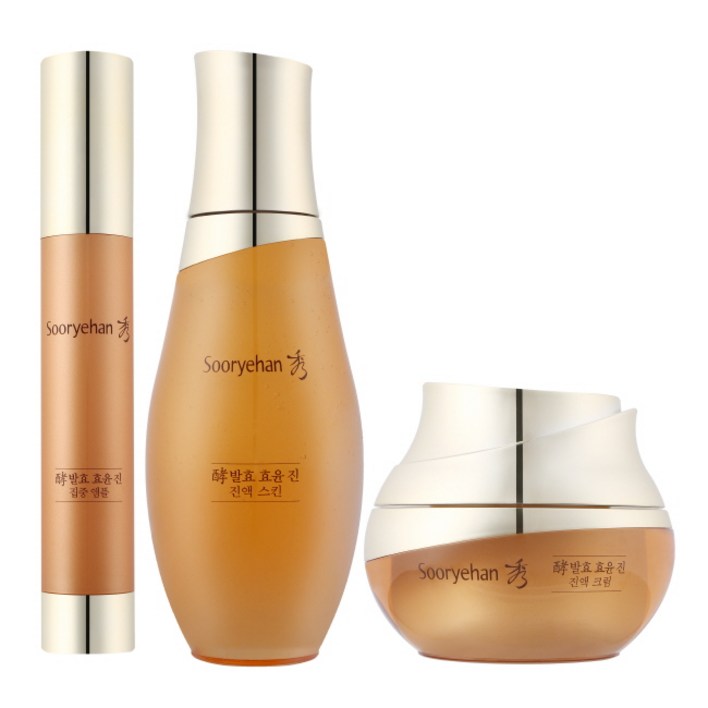 수려한 발효 효윤 진 3종스킨집중앰플크림한방화장품쫀쫀한피부최신상, 1세트