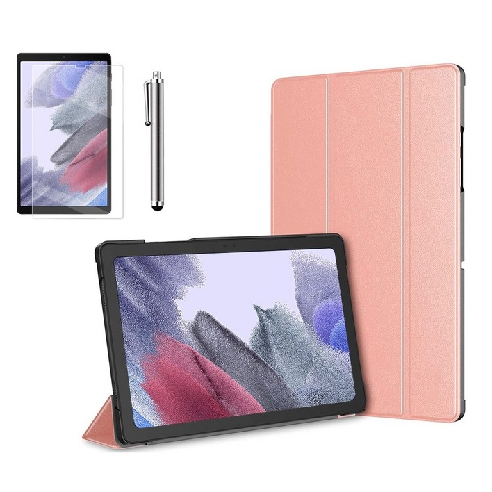 갤럭시탭A7 라이트 Lite 8.7 슬림 북커버 케이스 스탠드+액정필름+터치펜 SM-T220N T225N 케이스나라