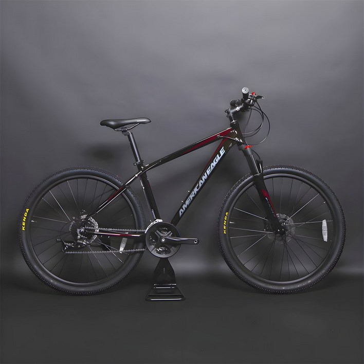 시마노27단 유압식 입문용 27.5인치 산악인증 MTB 자전거, 블랙/레드, 1개