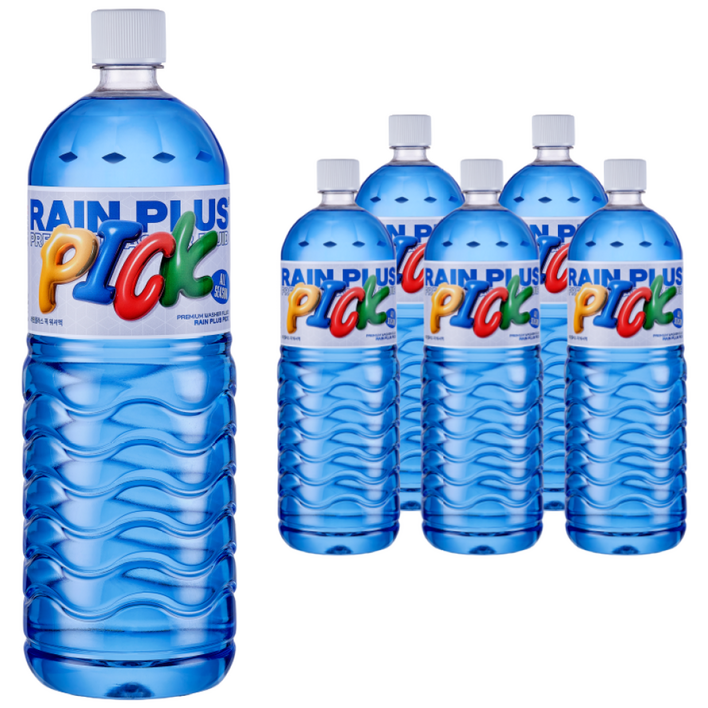 [주7일발송] 레인플러스Pick 워셔액 사계절 차량용 에탄올 모든차종호환, 6개, 1.8L