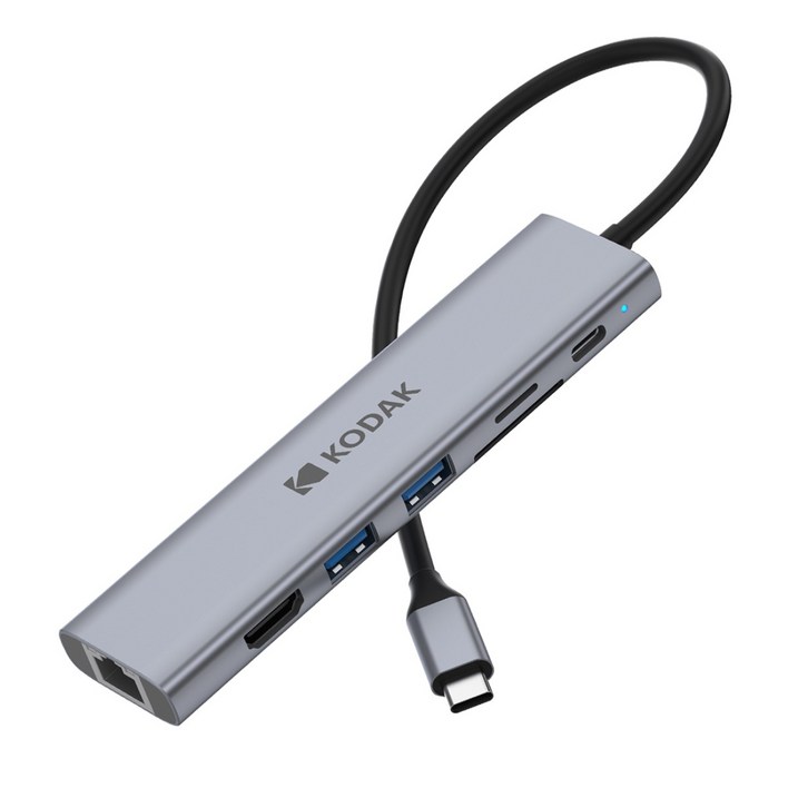 코닥 USB-C 허브 7포트 PD충전100W + 4K HDMI + 기가비트랜 + SD/TF + USB3.0 맥북 노트북PC 완벽호환, T347 x 1