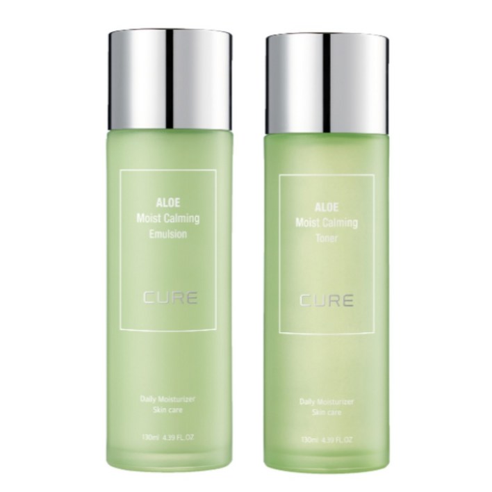 수분 스킨로션 김정문알로에 큐어 모이스트 카밍 토너 에멀젼 각 130ml 피부 진정 쿨링 알로에화장품 수분 스킨로션 김정문알로에 큐어 모이스트 카밍 토너 에멀젼 각 130ml 피부 진정 쿨링 알로에화장품