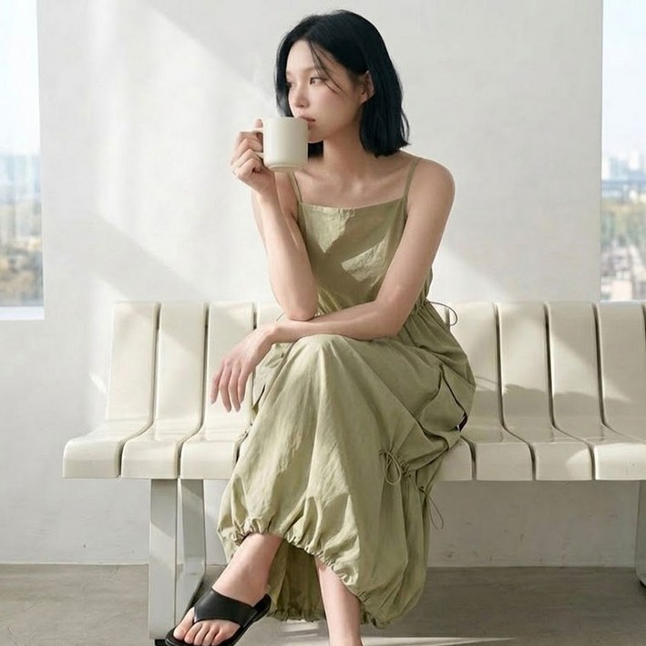 비비에모 로블리 빅포켓 스트링 나시 원피스 12858