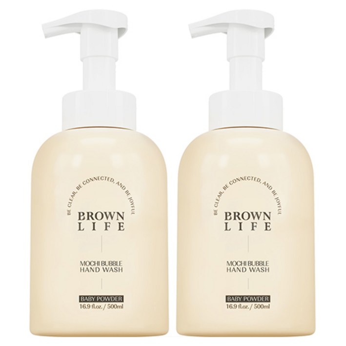 브라운 라이프 대용량 저자극 모찌 버블 핸드워시 베이비파우더향, 500ml, 2개