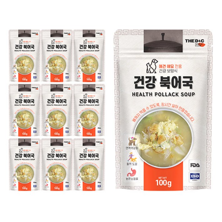 더디앤씨 건강 강아지간식 파우치 100g, 북어국, 10개 더디앤씨 건강 강아지간식 파우치 100g, 북어국, 10개