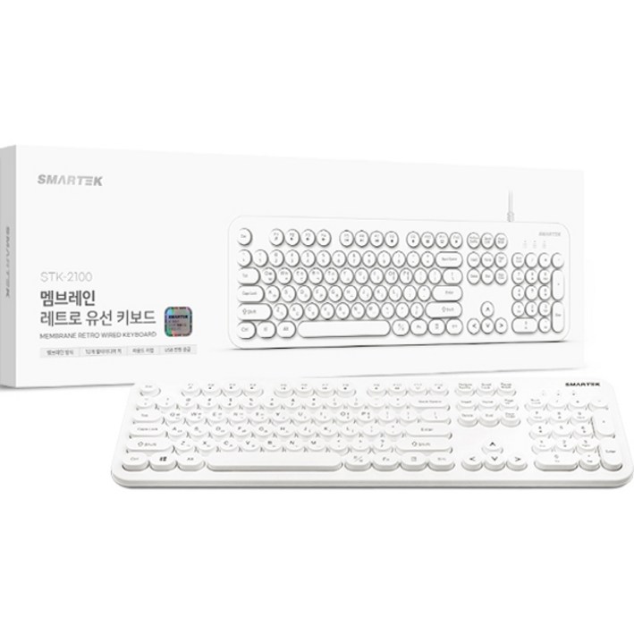스마텍 레트로 멤브레인 유선 일반형 키보드, 화이트, STK2100