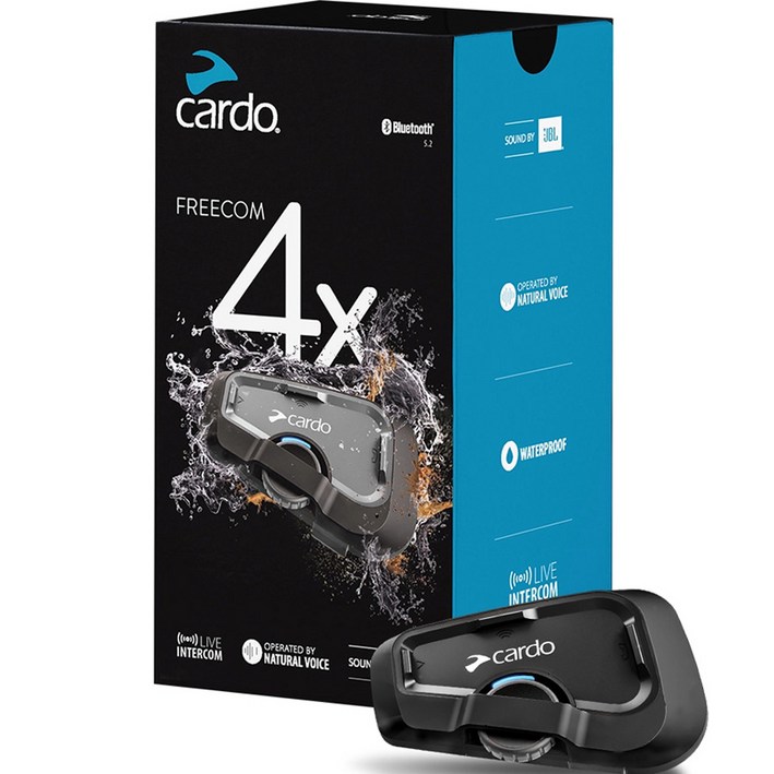 카르도 프리컴 4X JBL 오토바이 블루투스 이어셋, FREECOM 4X  SINGLE, 블랙