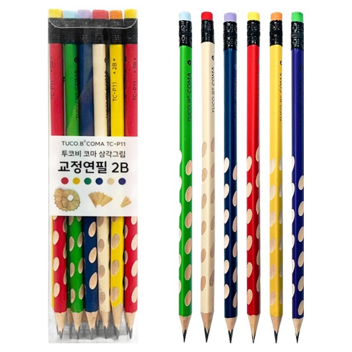 투코비 코마 삼각그립 교정연필 세트 2B TCP11