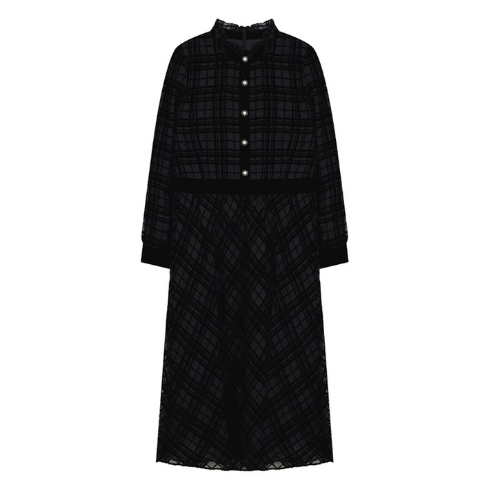 샤트렌 여성용 레이온 혼방 럭셔리 체크 보온 원피스 HCBWOP102