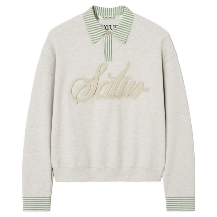 세터 남성용 아플리케 로고 커프스 면 스웨트셔츠