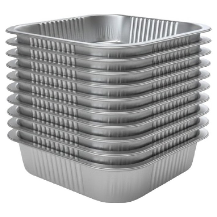 루바네 캠핑 일회용 사각 은박냄비 1600ml, 실버, 10개