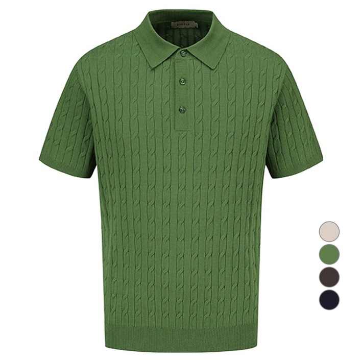 지오지아 남성용 미라쿨 케이블 티에리 반팔 니트 AEF2ET1102