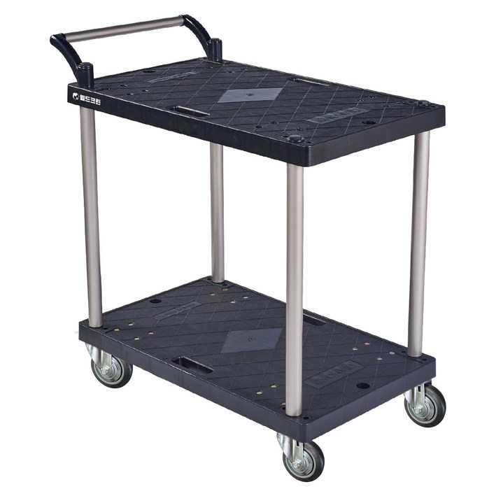 월드크린 잘밀려 2단 플라스틱 대차 검정색, 1개