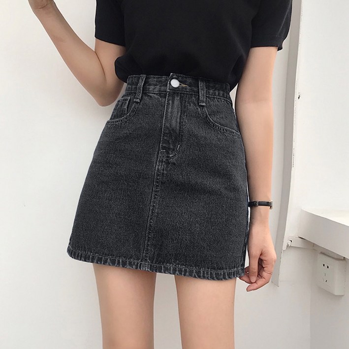 양놀 여성 A라인 미니 데님 스커트