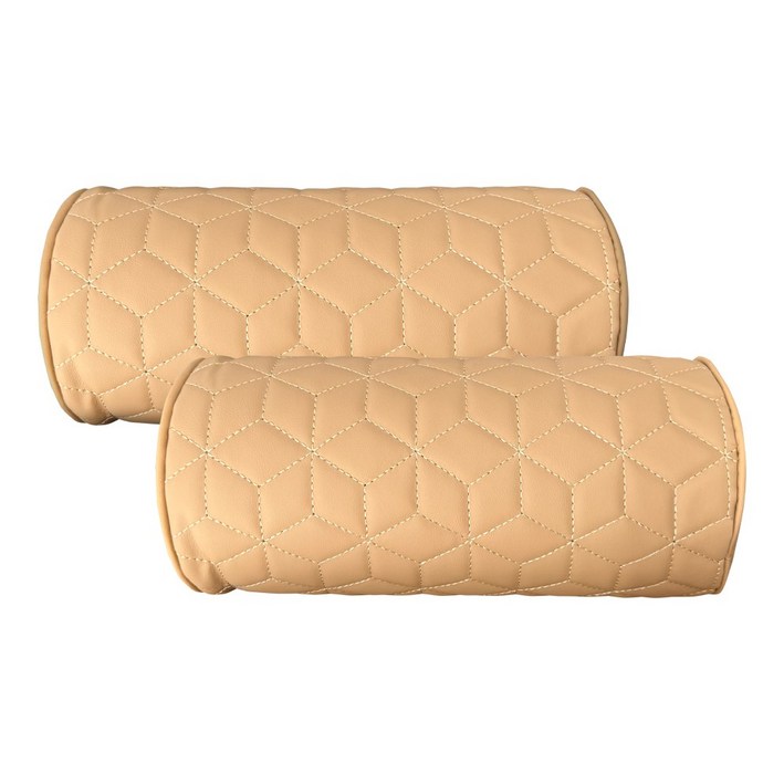 위드차차차 프리미엄 차량용 목쿠션 자동차 원형 메모리폼 목베개, 2개, 원형목쿠션_새들브라운