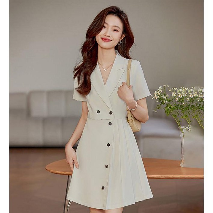 봄 여름 신상 여성 인플루언서 기질 코디하기 가볍고 세련된 슬림핏 정장 원피스2024GDX C152