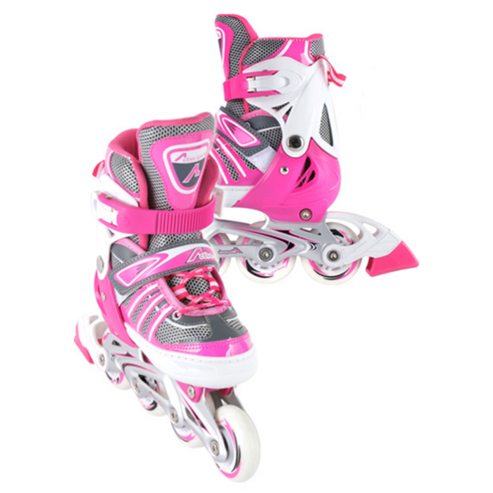 사이즈 조절형 아동용 발광바퀴 인라인 스케이트, 에이스 핑크