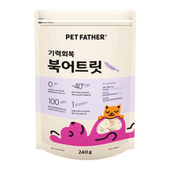 펫파더 고양이간식 동결건조 간식 대용량, 1개, 240g, 북어 펫파더 고양이간식 동결건조 간식 대용량, 1개, 240g, 북어