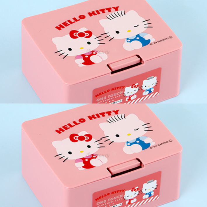 산리오 원터치 수납함 보관함 포카 도무송 다용도 정리함, 2개, 헬로키티