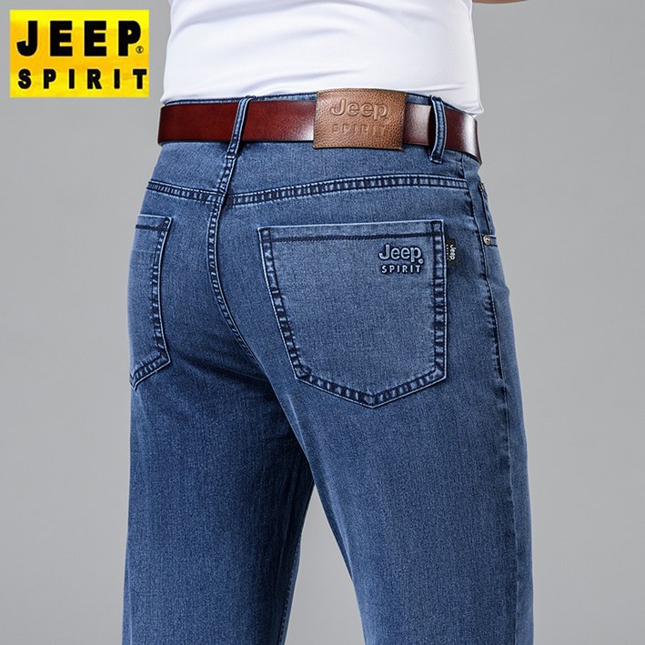 JEEP SPIRIT 지프 스피릿 청바지 남성 여름 스타일 통기성 바지 비즈니스 캐주얼 느슨한 팬츠 스트레이트 탄성 중역 내마모성 얇은 남자 청바지 J8027 JEEP SPIRIT 지프 스피릿 청바지 남성 여름 스타일 통기성 바지 비즈니스 캐주얼 느슨한 팬츠 스트레이트 탄성 중역 내마모성 얇은 남자 청바지 J8027