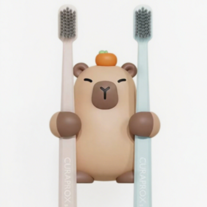 Furendo 카피바라 욕실 칫솔걸이 귀여운 캐릭터 실리콘 벽걸이