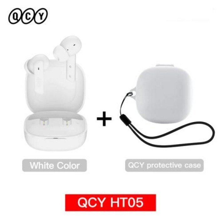 큐씨와이 HT05 ANC 무선 TWS 블루투스 5.2 이어폰 40dB 활동적인 소음 취소 이어폰 마이크 Handfree 이어폰
