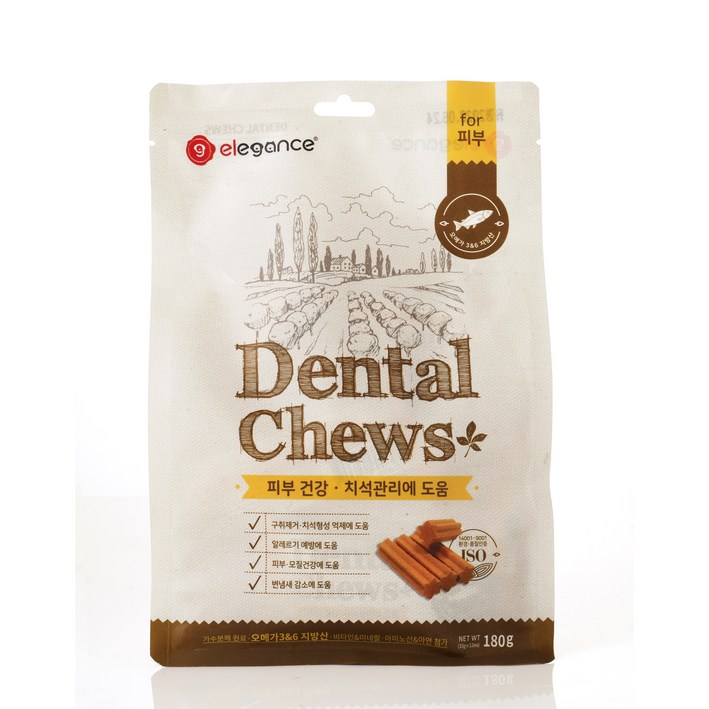엘레강스펫 강아지 가수분해 저알러지 간식 덴탈츄 피부 건강 12개입, 10개, 피부건강, 180g