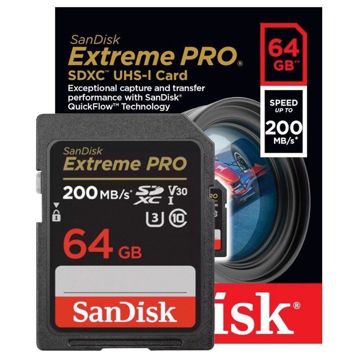 샌디스크 정품 SD 메모리카드 Extreme Pro 익스트림 프로 SDXC 평생보증 Lifetime Limited, 1개, 64GB