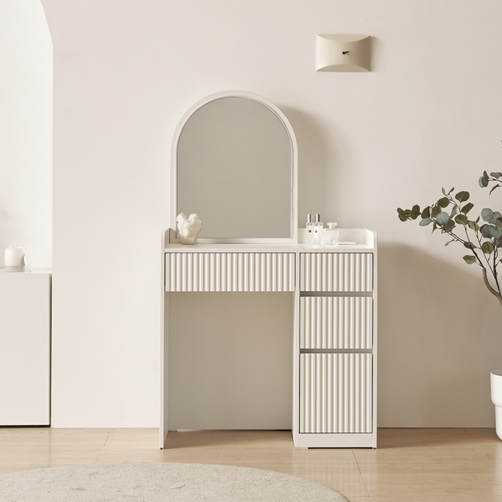 멜루어 800 수납 LED 조명 수납 모던 미니 거울 화이트 화장대, 화이트