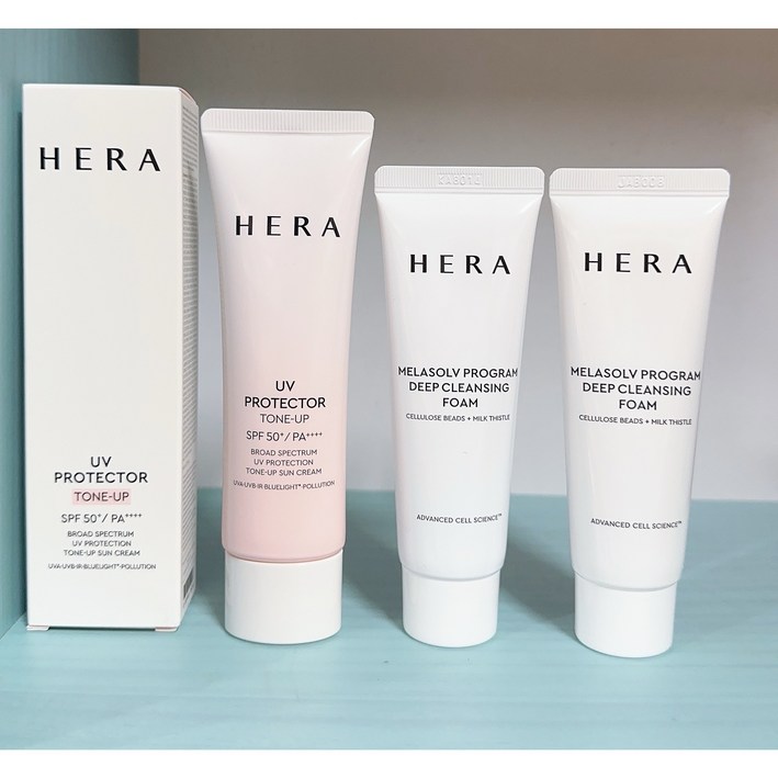 HERA 헤라 UV프로텍터 톤업선크림 50ml 멜라솔 딥 클렌징 폼 50mlx2개 오늘출발, 1개, 50ml