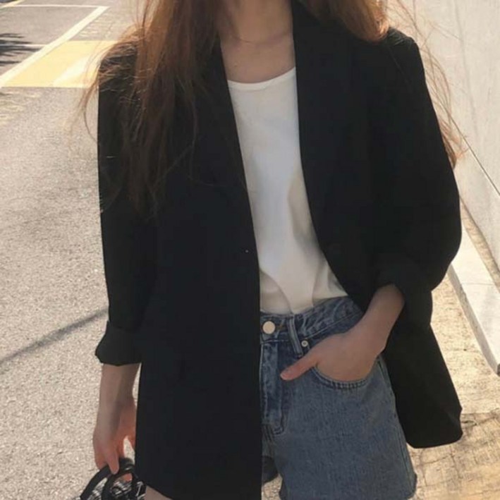 자체제작 루어스룸 어텀 투버튼 루즈핏 하프 오버핏 테일러드 블레이저 싱글 봄 하객룩 여성 자켓