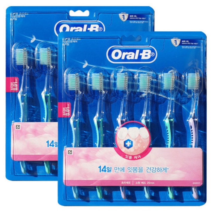 오랄비 고탄력 초미세모 잇몸전문케어 칫솔 6입X2개(12입) 미세모, 2개