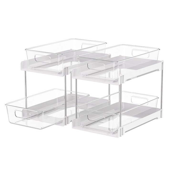 Vtopmart 다용도 서랍식 수납장 2단 슬라이딩 선반 씽크대 양념통 정리대