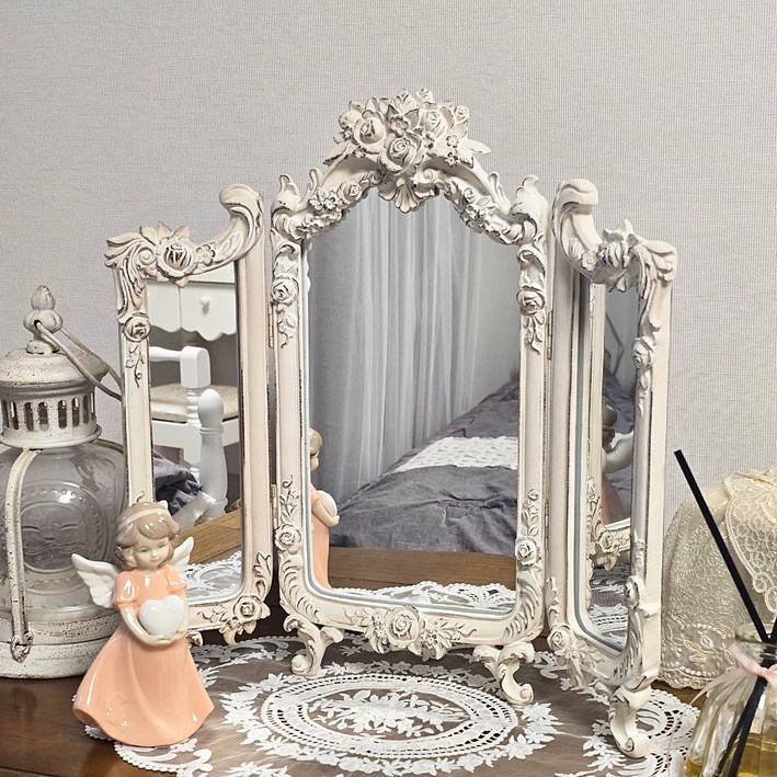 프렌치 앤틱 거울 파티션 화장대 고급 거울