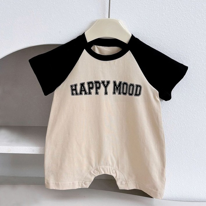 아기 반팔 우주복 신생아 여름 면100 점프수트