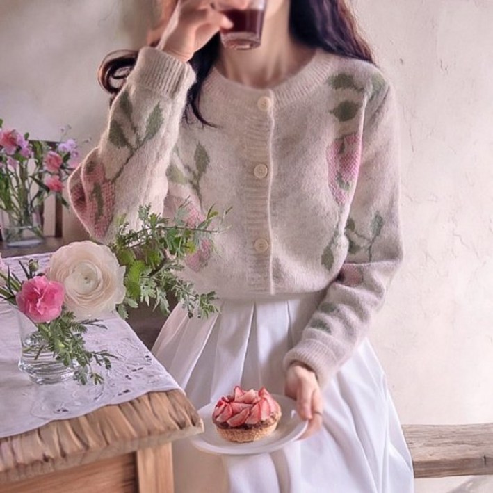 리린 모네드 플라워 따스미 세련된 가디건 2790035