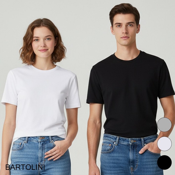 3PACK SET 바톨리니 남녀공용 순면 라운드 반팔 티셔츠 3팩 6팩 30수 무지 반팔티 3컬러 95125