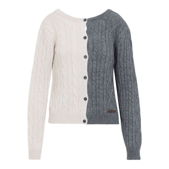 모스키노 투톤 케이블 니트 가디건