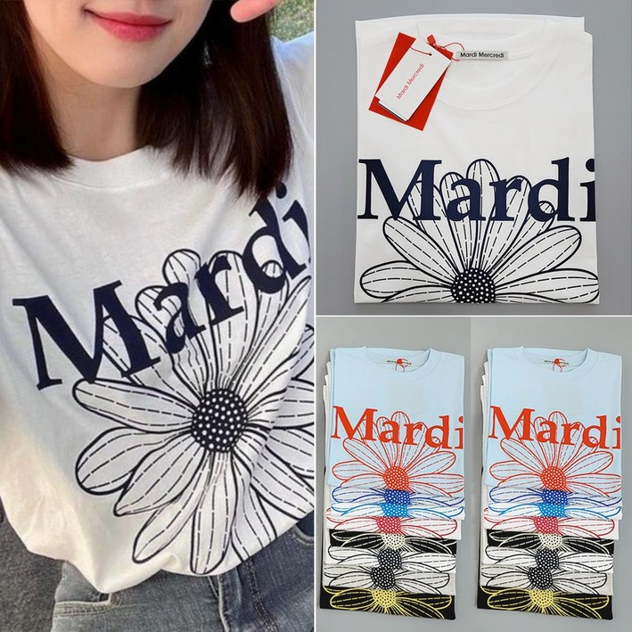 마르디메크르디 반팔 플라워 꽃 티셔츠