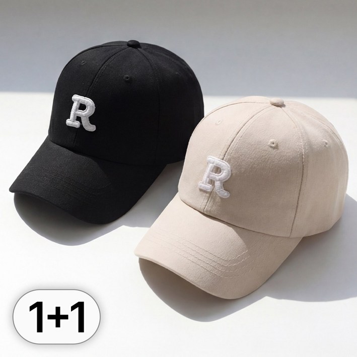 루크 2개 세트 캐주얼 R로고 볼캡 남녀공용 챙넓은 깊은 데일리 야구 모자 심플 캐주얼 베이직 얼굴 소멸 스냅백 커플룩 시밀러룩 패션 코디