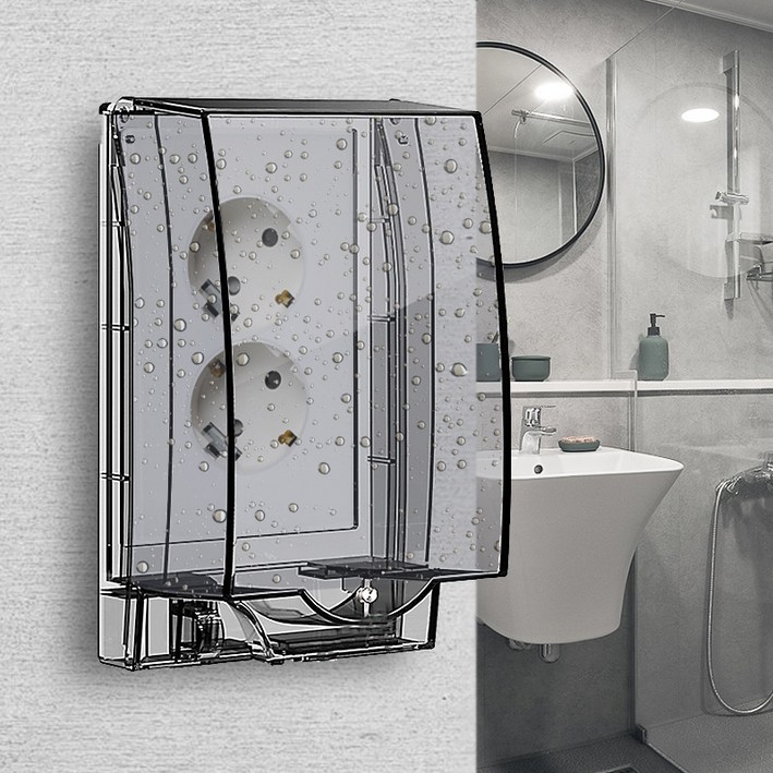 힐링타임 2구 콘센트 방수 커버 가리개 스위치 커버, 1개