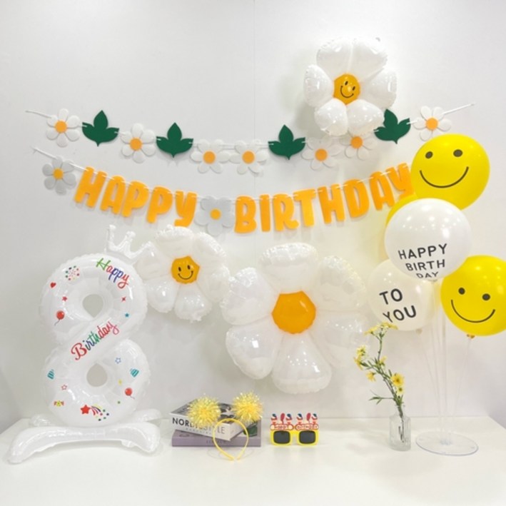 하피블리 데이지 생일가랜드 레터링숫자풍선 세트 하피블리 데이지 생일가랜드 레터링숫자풍선 세트