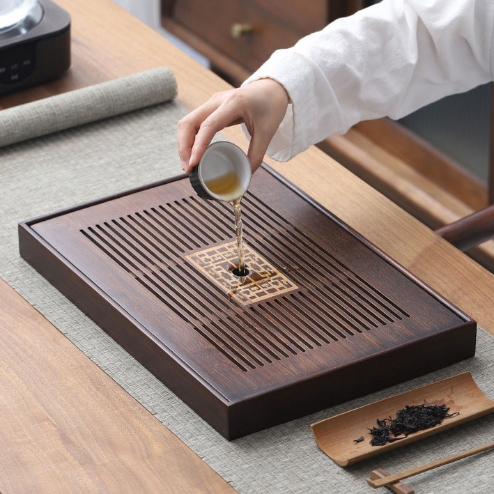 고급 티트레이 차트레이 스프라이트 배수 받침대 다반 다기 대나무 쟁반, 1개, 대나무B라지