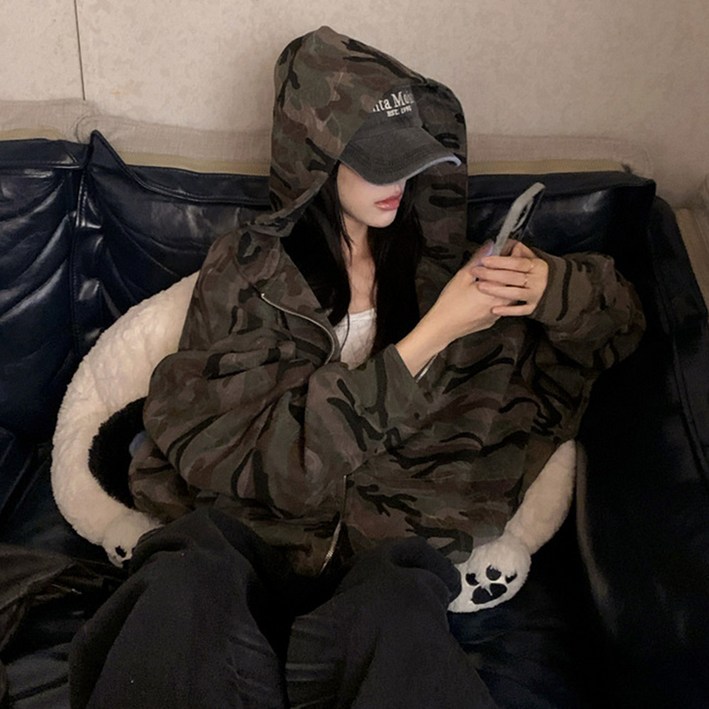 대박난박양 밀리터리 오버핏 후드 집업