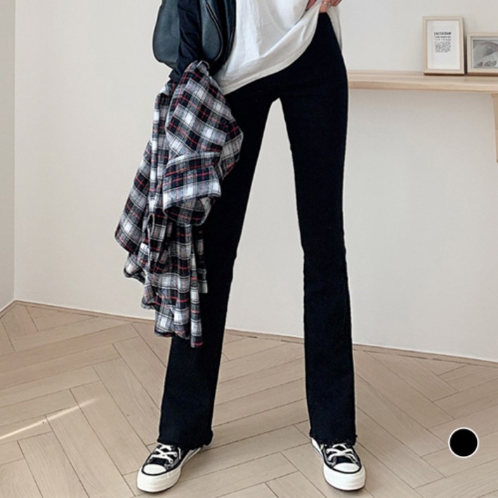나크21 S2XL 3타입 세미 부츠컷 기모 블랙진 DM34P09